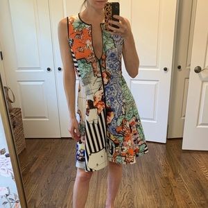 Map Print Zip Up Dress